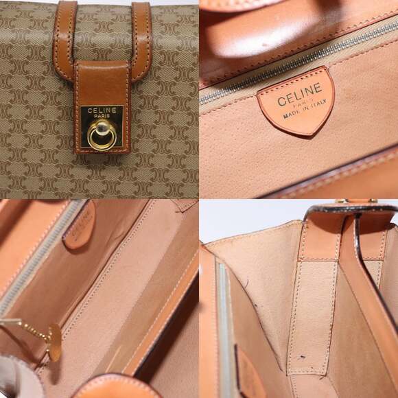 CELINE Macadam Canvas Hand Bag Pvc Beige Gold - Picture 11 of 12